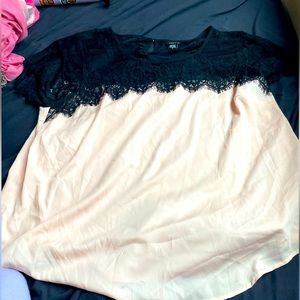 Cute Pink and Black Lace Torrid Blouse
